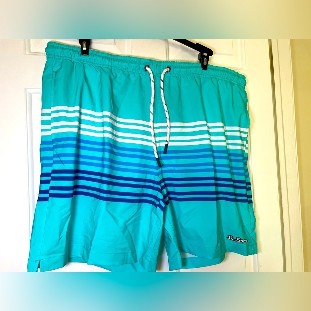 The Original Ben Sherman Men’s Swim Trunks Size XXL Blue Capri Stripes NEW 2XL